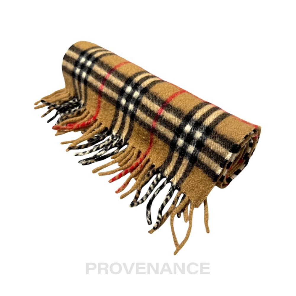 🔴 Vintage Burberrys Scarf Nova Check 100% Cashmere Camel - Picture 6 of 6